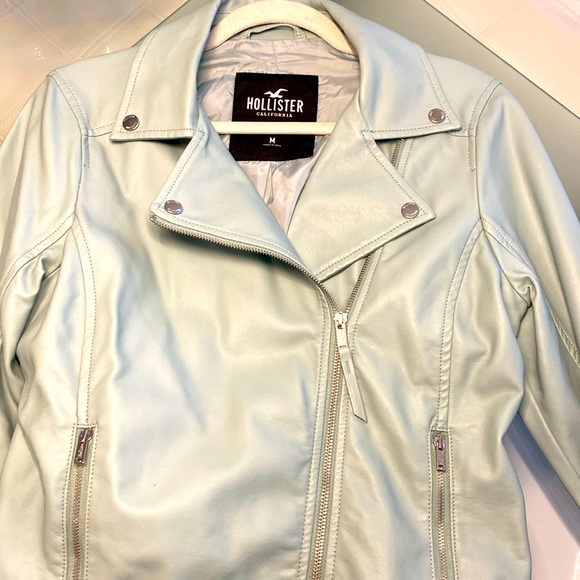 Hollister Jackets & Blazers - Hollister light mint Faux Leather Moto Jacket